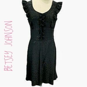 💋Betsey Johnson Y2K black polka-dot black silk sleeveless dress 4